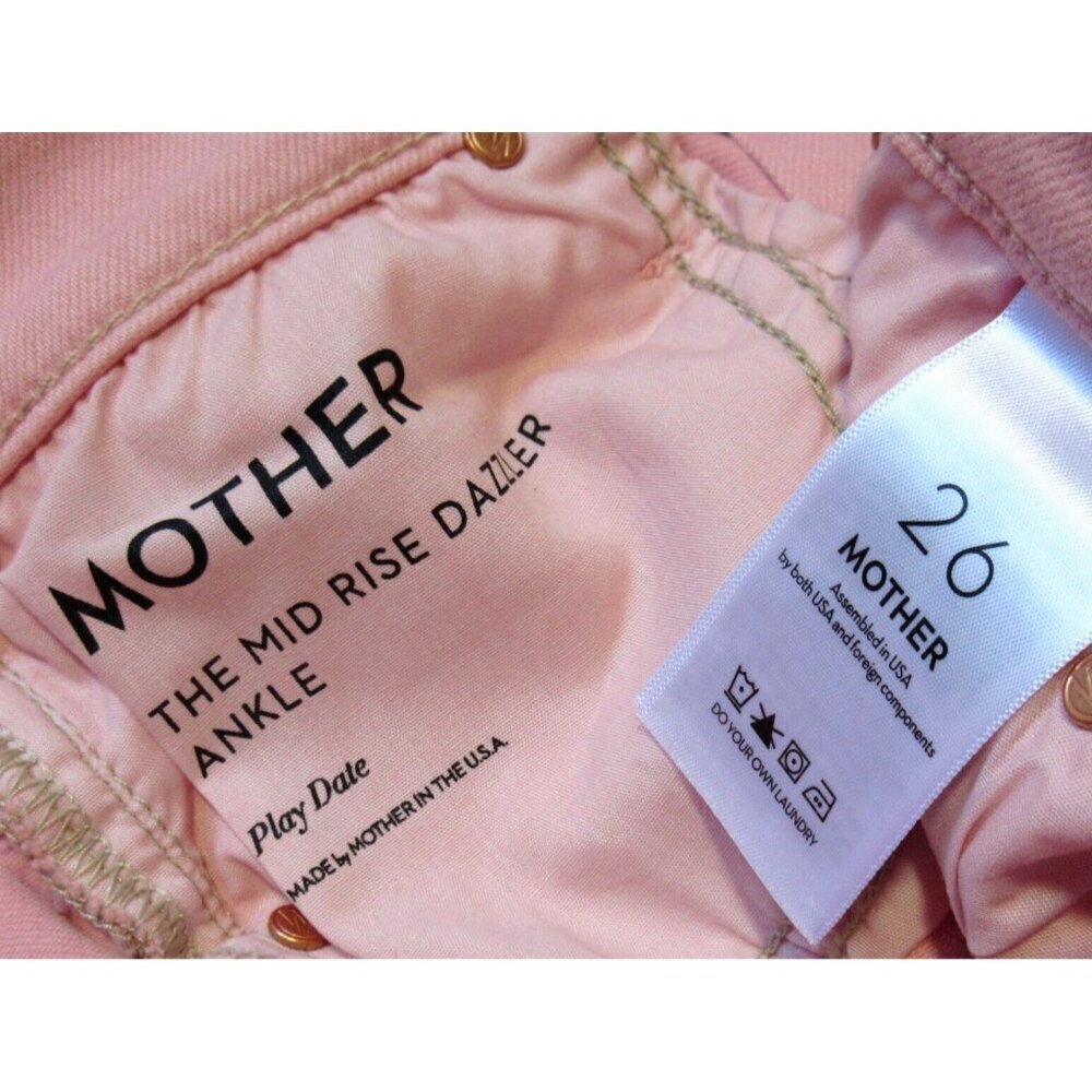 NWT Mother Mid Rise Dazzler Ankle in Play Date Quartz Pink Stretch Jeans 26 - Picture 4 of 8